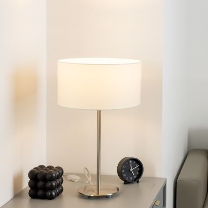Eglo - LED  Bordslampa TUNJA 1xE27/60W/230V 38,5 cm matt krom/vit