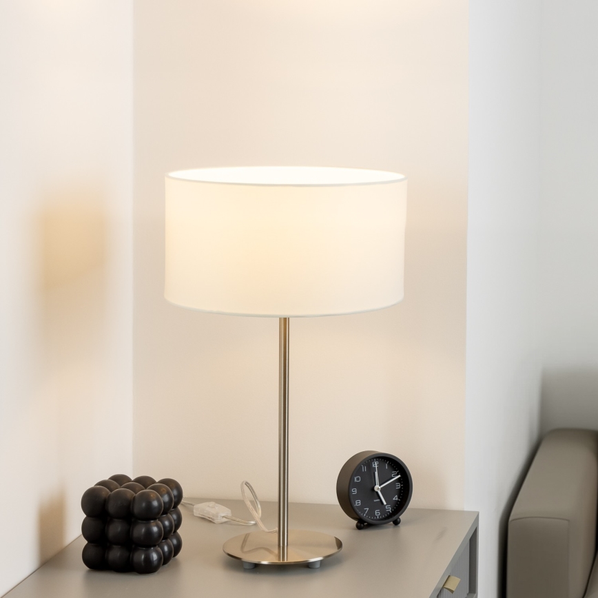 Eglo - LED  Bordslampa TUNJA 1xE27/60W/230V 38,5 cm matt krom/vit