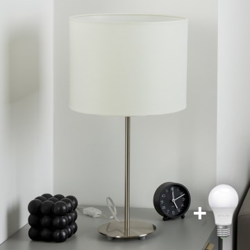 Eglo - LED  Bordslampa TUNJA 1xE27/60W/230V 38,5 cm matt krom/vit