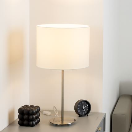 Eglo - LED  Bordslampa TUNJA 1xE27/60W/230V 38,5 cm matt krom/vit