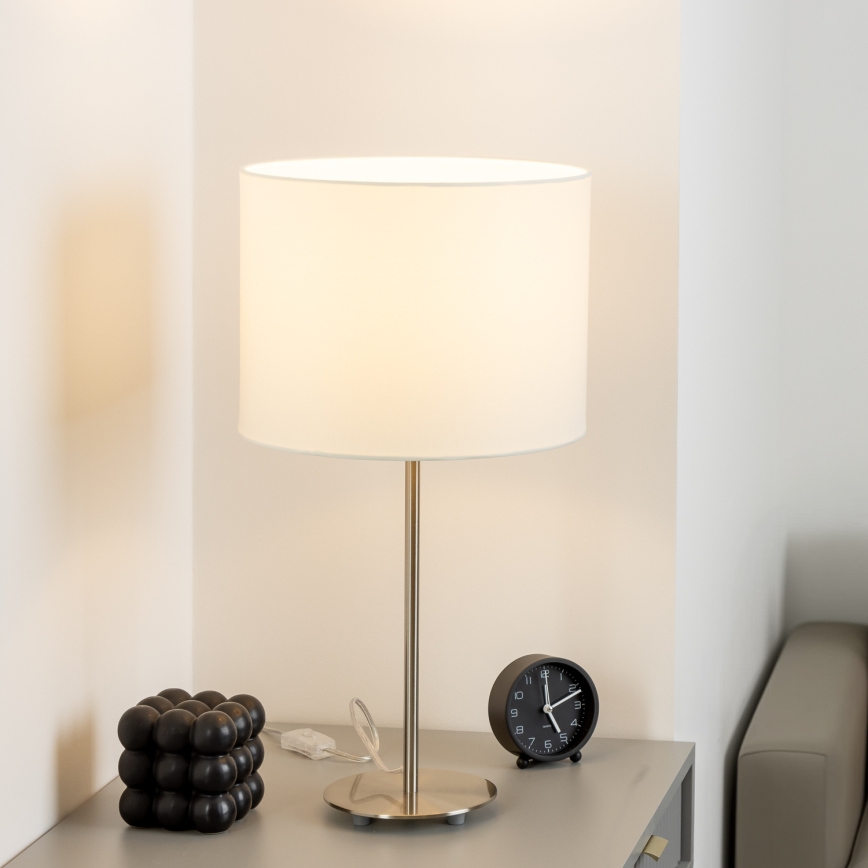 Eglo - LED  Bordslampa TUNJA 1xE27/60W/230V 38,5 cm matt krom/vit