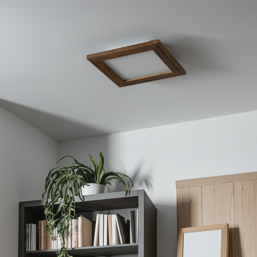 Eglo - LED Dimbart Takmonterat Panel SALOBRENA 2 WOOD LED/16W/230V 4000K 34x34 cm brun