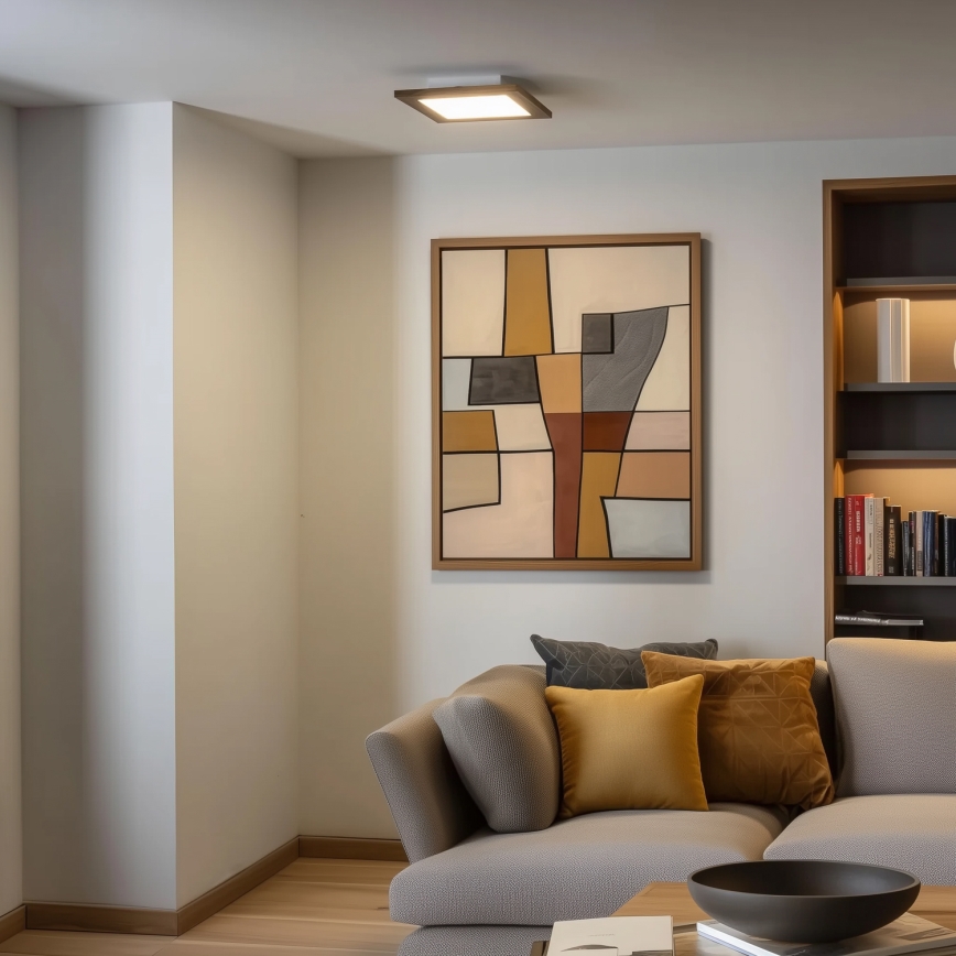 Eglo - LED fäst panel SALOBRENA-RW WOOD LED/17W/230V 2700/4000K 34x34 cm brun
