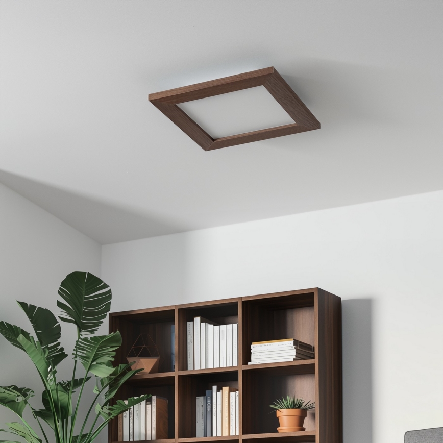 Eglo - LED fäst panel SALOBRENA-RW WOOD LED/17W/230V 2700/4000K 34x34 cm mörkbrun