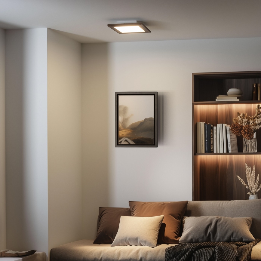 Eglo - LED fäst panel SALOBRENA-RW WOOD LED/17W/230V 2700/4000K 34x34 cm mörkbrun