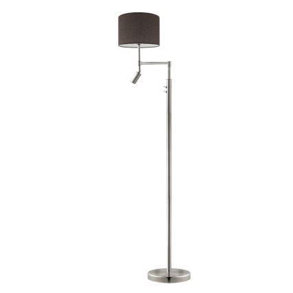 Eglo - LED golvlampa TUNJA 1xE27/60W/230V + LED/2,1W diameter 30 cm matt krom/brun