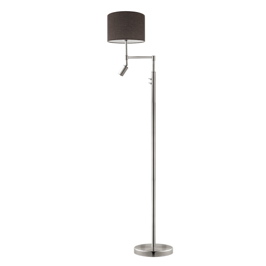 Eglo - LED golvlampa TUNJA 1xE27/60W/230V + LED/2,1W diameter 30 cm matt krom/brun