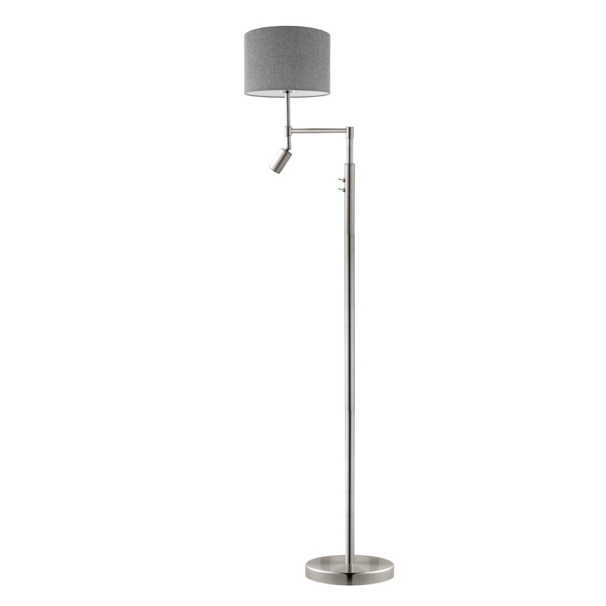 Eglo - LED golvlampa TUNJA 1xE27/60W/230V + LED/2,1W diameter 30 cm matt krom/grå