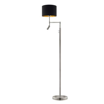 Eglo - LED golvlampa TUNJA 1xE27/60W/230V + LED/2,1W diameter 30 cm matt krom/svart