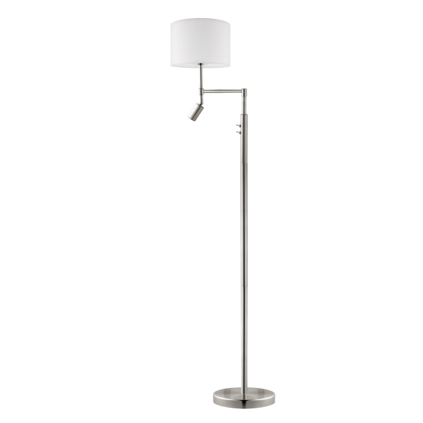 Eglo - LED golvlampa TUNJA 1xE27/60W/230V + LED/2,1W diameter 30 cm matt krom/vit