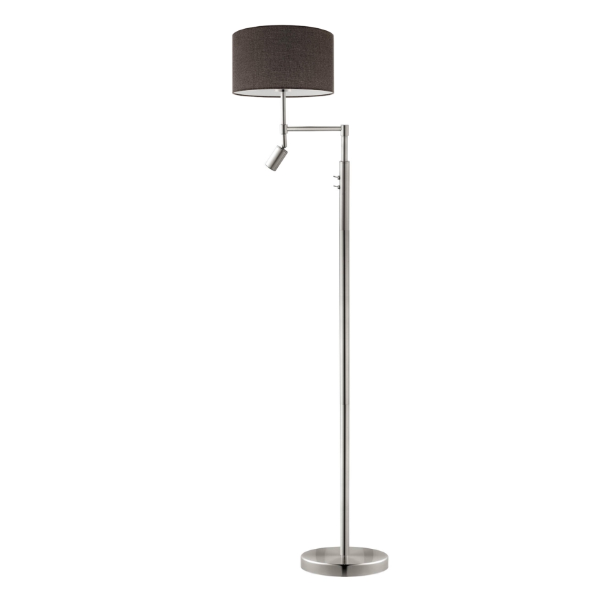 Eglo - LED golvlampa TUNJA 1xE27/60W/230V + LED/2,1W diameter 38 cm matt krom/brun