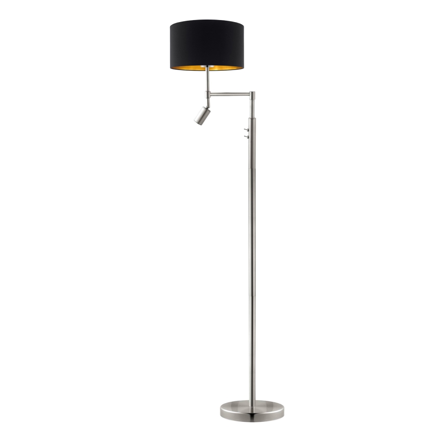 Eglo - LED golvlampa TUNJA 1xE27/60W/230V + LED/2,1W diameter 38 cm matt krom/svart