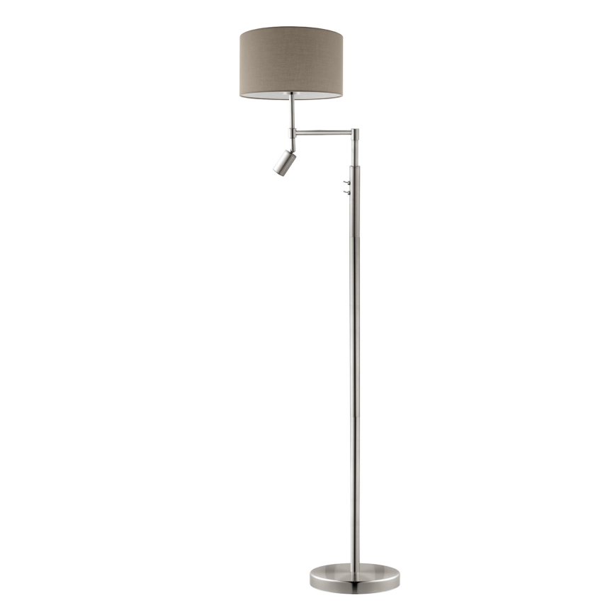 Eglo - LED golvlampa TUNJA 1xE27/60W/230V + LED/2,1W diameter 38 cm matt krom/taupe