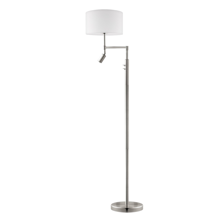 Eglo - LED golvlampa TUNJA 1xE27/60W/230V + LED/2,1W diameter 38 cm matt krom/vit