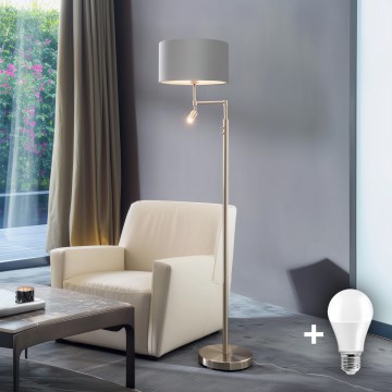 Eglo - LED golvlampa TUNJA 1xE27/60W/230V + LED/2,1W diameter 38 cm matt krom/grå