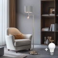 Eglo - LED Golvlampa TUNJA 1xE27/60W/230V + LED/2,1W Ø 30 cm matt krom/grå