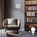 Eglo - LED Golvlampa TUNJA 1xE27/60W/230V + LED/2,1W Ø 30 cm matt krom/vit