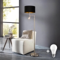 Eglo - LED Golvlampa TUNJA 1xE27/60W/230V + LED/2,1W Ø 38 cm matt krom/svart