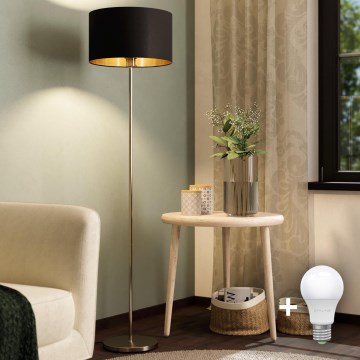 Eglo - LED  Golvlampa TUNJA 1xE27/60W/230V matt krom/svart