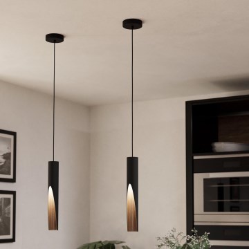 Eglo - LED ljuskrona med textilsladd 1xGU10/4,5W/230V svart/brun
