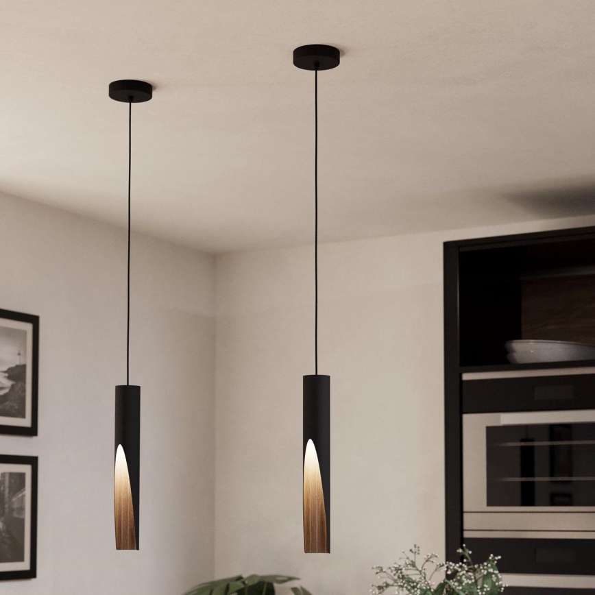Eglo - LED ljuskrona med textilsladd 1xGU10/4,5W/230V svart/brun