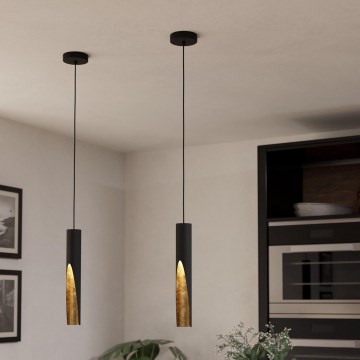 Eglo - LED ljuskrona med textilsladd 1xGU10/4,5W/230V svart/guld