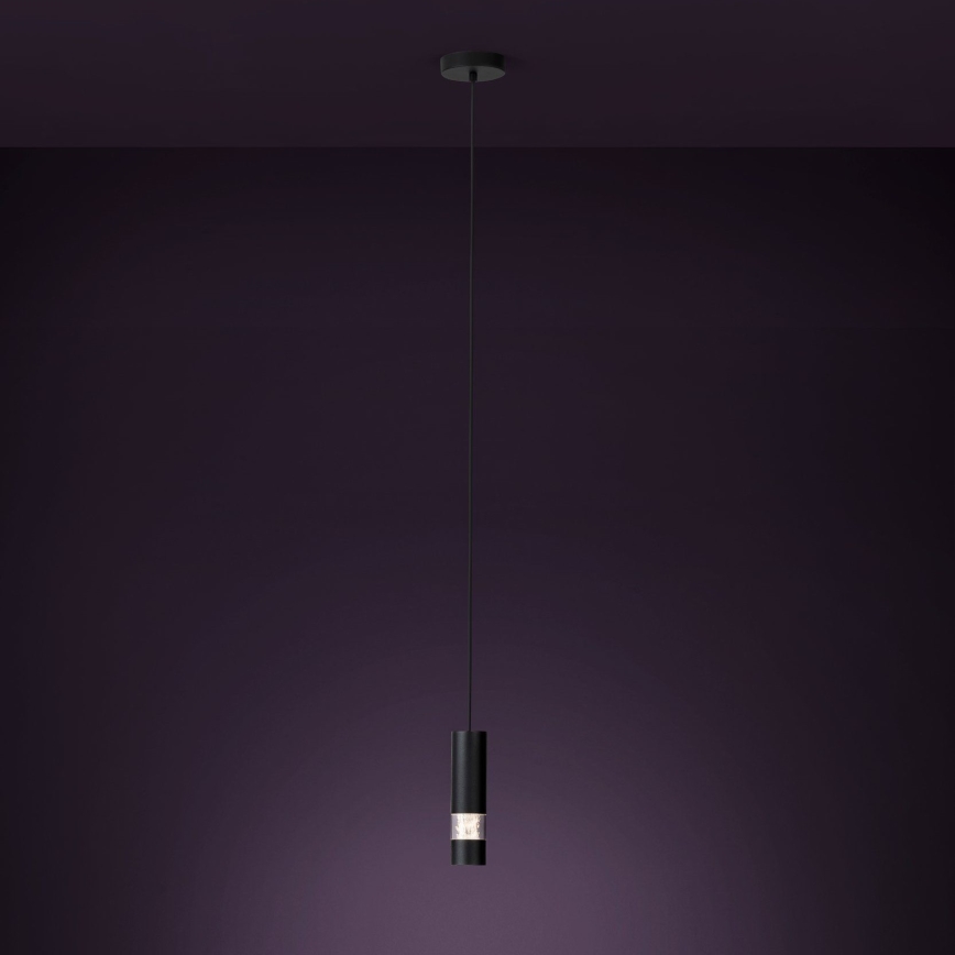 Eglo - LED ljuskrona med textilsladd 1xGU10/4,6W/230V svart