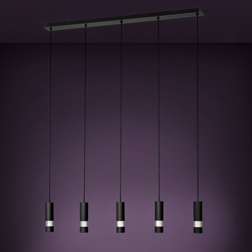 Eglo - LED ljuskrona med textilsladd 5xGU10/4,6W/230V svart
