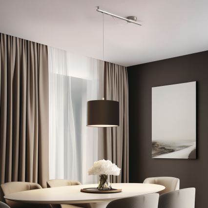 Eglo - LED ljuskrona med textilsladd CALCENA 1xE27/60W/230V krom/brun