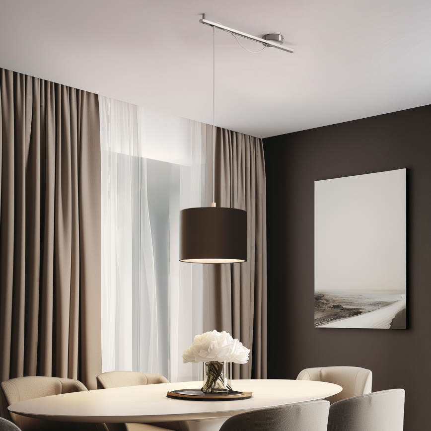Eglo - LED ljuskrona med textilsladd CALCENA 1xE27/60W/230V krom/brun