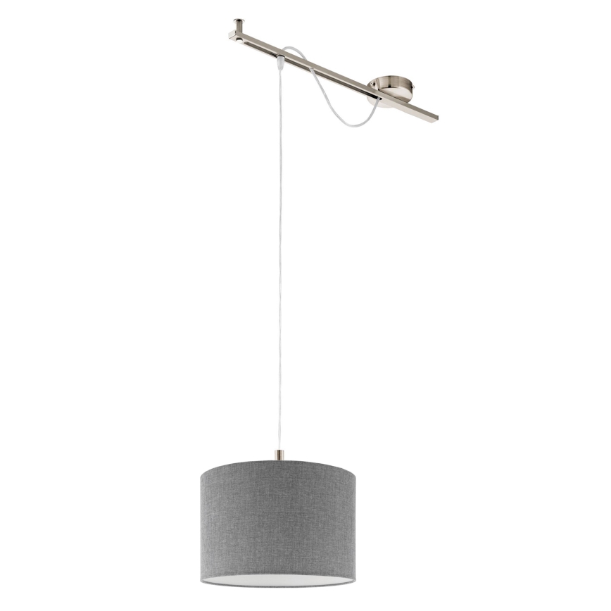 Eglo - LED ljuskrona med textilsladd CALCENA 1xE27/60W/230V krom/grå