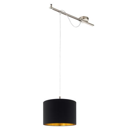 Eglo - LED ljuskrona med textilsladd CALCENA 1xE27/60W/230V krom/svart