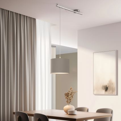 Eglo - LED ljuskrona med textilsladd CALCENA 1xE27/60W/230V krom/taupe