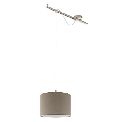 Eglo - LED ljuskrona med textilsladd CALCENA 1xE27/60W/230V krom/taupe