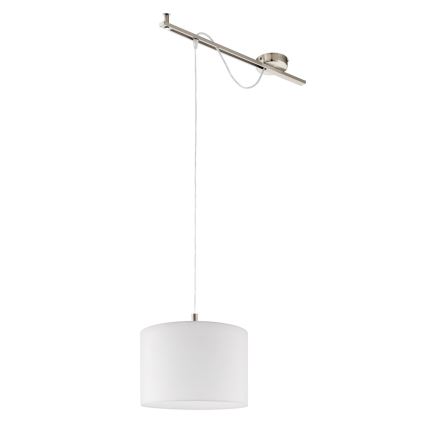 Eglo - LED  Ljuskrona med textilsladd CALCENA 1xE27/60W/230V matt krom/vit