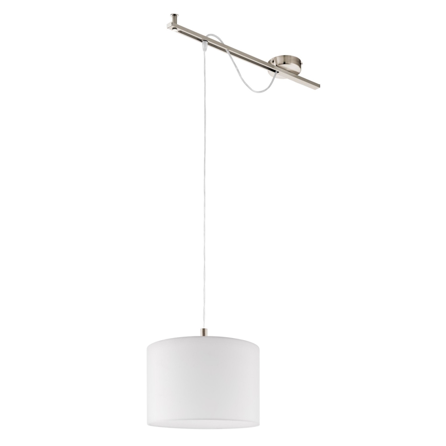Eglo - LED  Ljuskrona med textilsladd CALCENA 1xE27/60W/230V matt krom/vit
