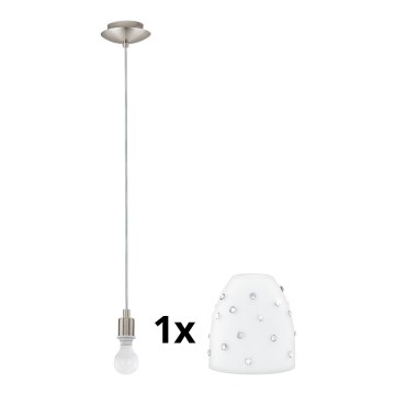 Eglo - LED ljuskrona med textilsladd MY CHOICE 1xE14/4W/230V  matt krom/vit