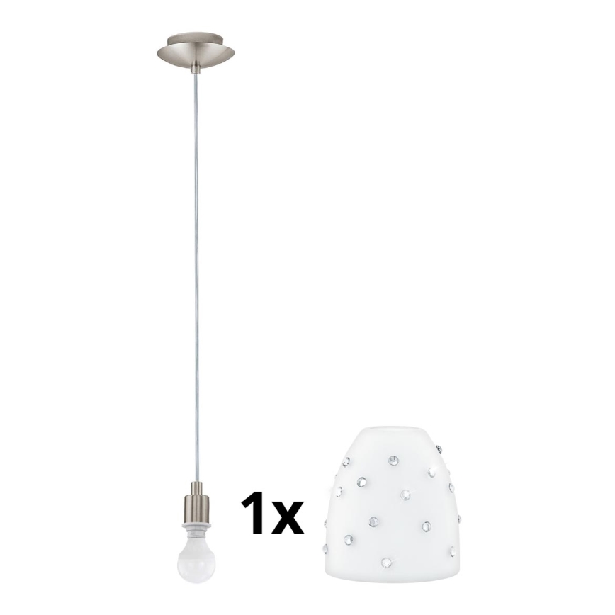 Eglo - LED ljuskrona med textilsladd MY CHOICE 1xE14/4W/230V  matt krom/vit