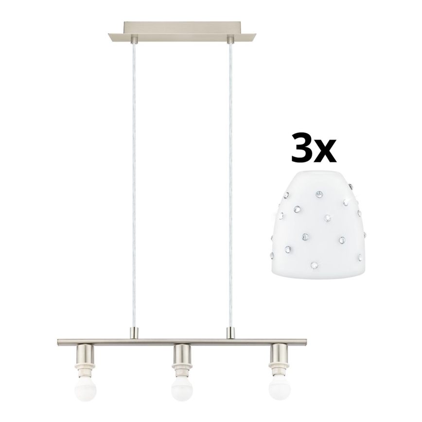Eglo - LED ljuskrona med textilsladd MY CHOICE 3xE14/4W/230V matt krom/vit