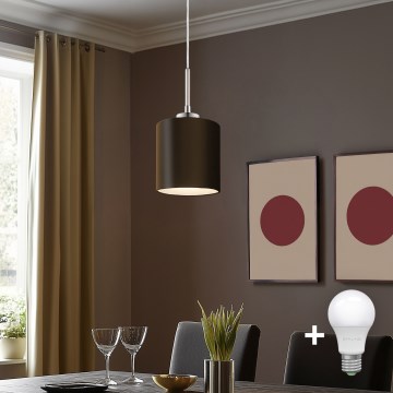 Eglo - LED ljuskrona med textilsladd TUNJA 1xE27/60W/230V brun