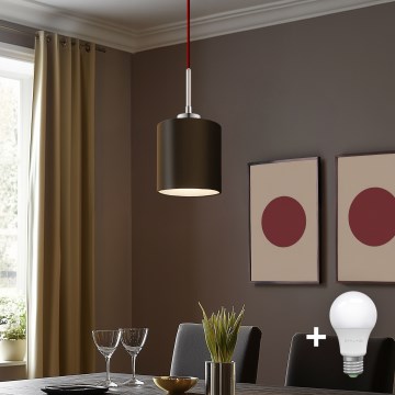 Eglo - LED ljuskrona med textilsladd TUNJA 1xE27/60W/230V brun