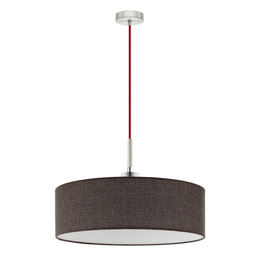 Eglo - LED ljuskrona med textilsladd TUNJA 1xE27/60W/230V brun