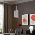 Eglo - LED ljuskrona med textilsladd TUNJA 1xE27/60W/230V grå
