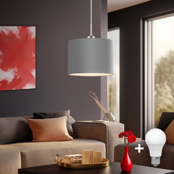Eglo - LED ljuskrona med textilsladd TUNJA 1xE27/60W/230V grå