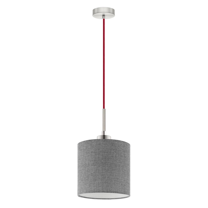 Eglo - LED ljuskrona med textilsladd TUNJA 1xE27/60W/230V grå