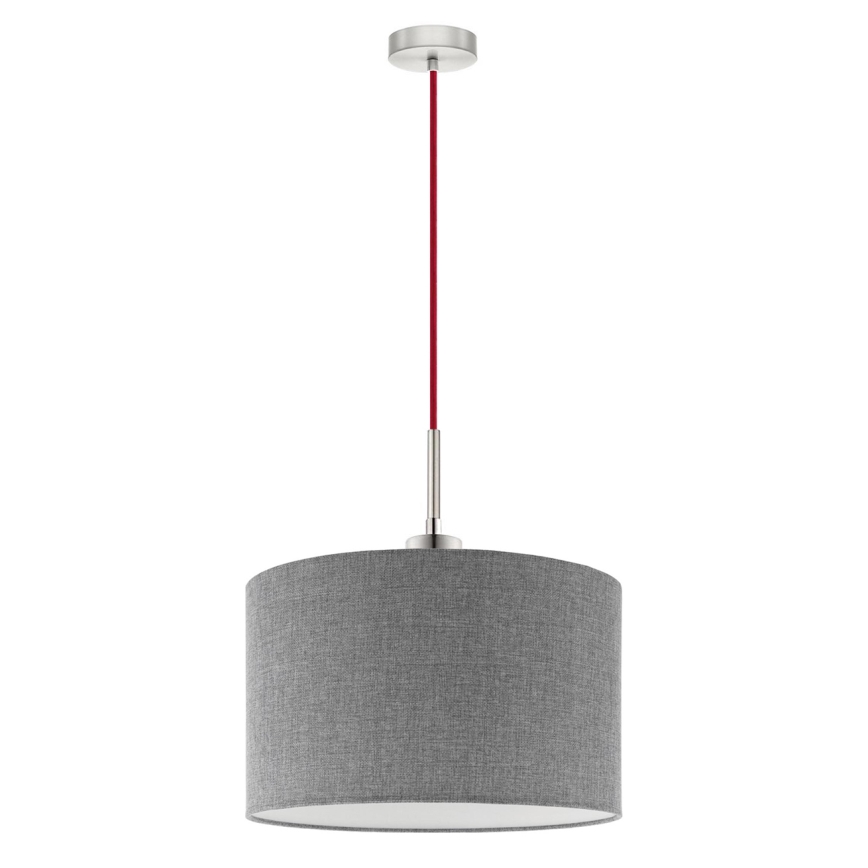 Eglo - LED ljuskrona med textilsladd TUNJA 1xE27/60W/230V grå