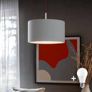 Eglo - LED ljuskrona med textilsladd TUNJA 1xE27/60W/230V grå