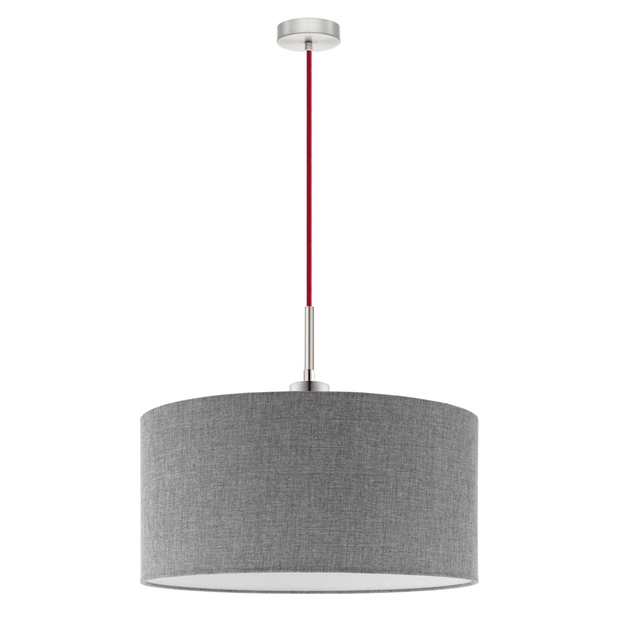 Eglo - LED ljuskrona med textilsladd TUNJA 1xE27/60W/230V grå