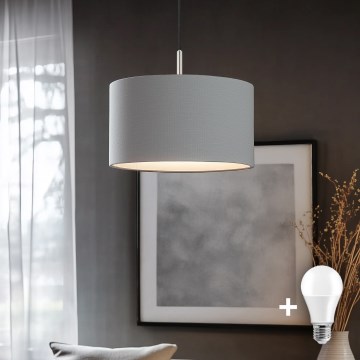 Eglo - LED ljuskrona med textilsladd TUNJA 1xE27/60W/230V grå