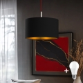 Eglo - LED ljuskrona med textilsladd TUNJA 1xE27/60W/230V svart